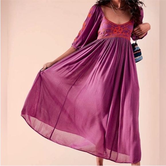 Free People Dresses & Skirts - FREE PEOPLE Wedgewood Midi Maxi Dress Orchid Pavillion Size Medium
